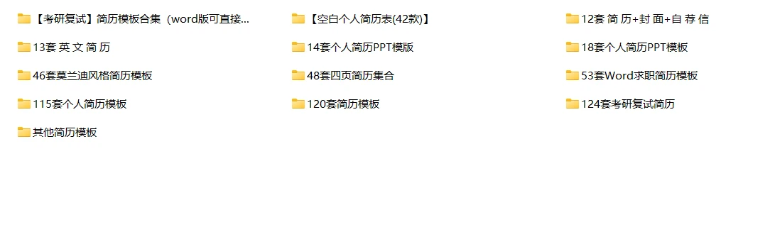 725 套各行业简历模板，网盘资源免费下载开启求职新征程