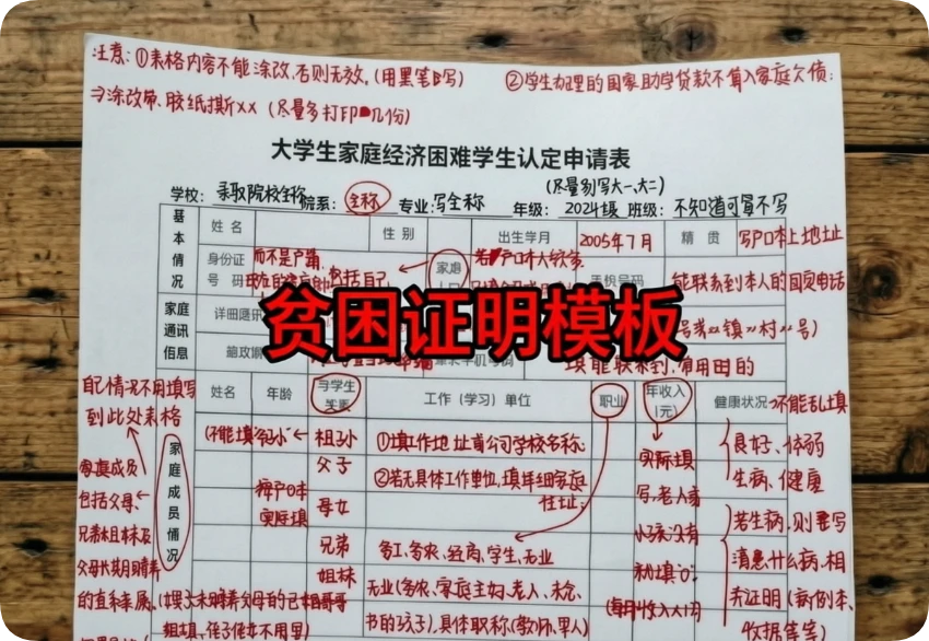 新版《贫困证明模板》《家庭经济困难学生认定申请表》（word版可修改）