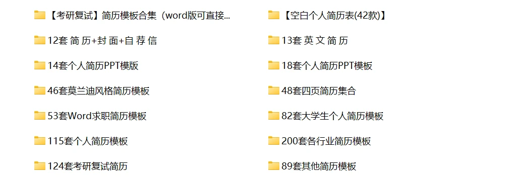 【925 套】各行业简历模板，网盘资源免费下载开启求职新征程