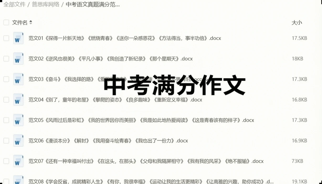 30套【中考满分作文】，中考必备！