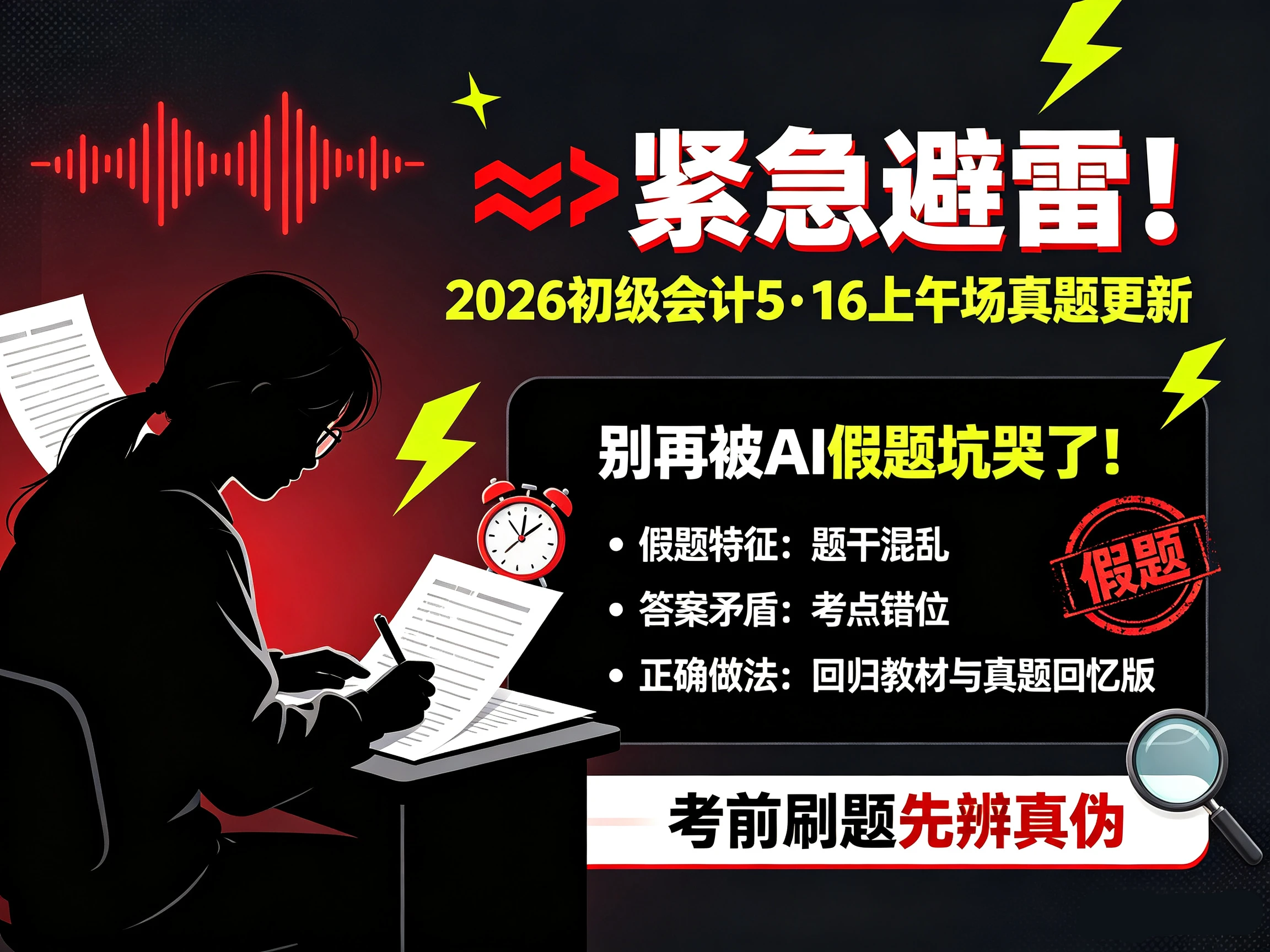 会计考试题库 ⚠️紧急避雷!2026初级会计5·16上午场真题更新:别再被AI假题坑哭了!